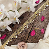 Vriksham Traditional Gold 5 layered & Pearls Drop Champ Hipchain-White-Pearls-G20788